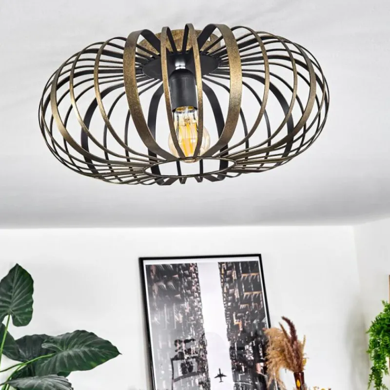 Lampes Dorées-hofstein Plafonnier Oravi Noir doré, 1 lumière