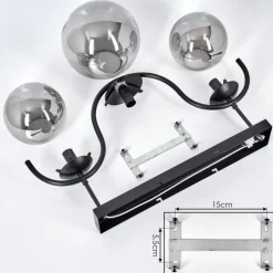 Suspension Verre Fumé-hofstein Plafonnier Orieux Noir, 3 lumières