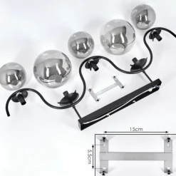 Suspension Verre Fumé-hofstein Plafonnier Orieux Noir, 5 lumières