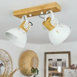 Luminaires Scandinaves-hofstein Plafonnier Orny Écru, Blanc, 2 lumières