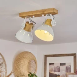 Luminaires Scandinaves-hofstein Plafonnier Orny Écru, Blanc, 2 lumières