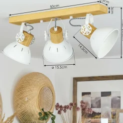 Luminaires Scandinaves-hofstein Plafonnier Orny Écru, Blanc, 3 lumières