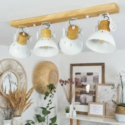 Luminaires Scandinaves-hofstein Plafonnier Orny Écru, Blanc, 4 lumières