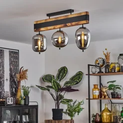 Suspension Verre Fumé-hofstein Plafonnier Pedreles Écru, Noir, 3 lumières