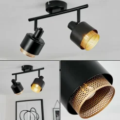 Lampes Dorées-hofstein Plafonnier Pegos Noir, 2 lumières