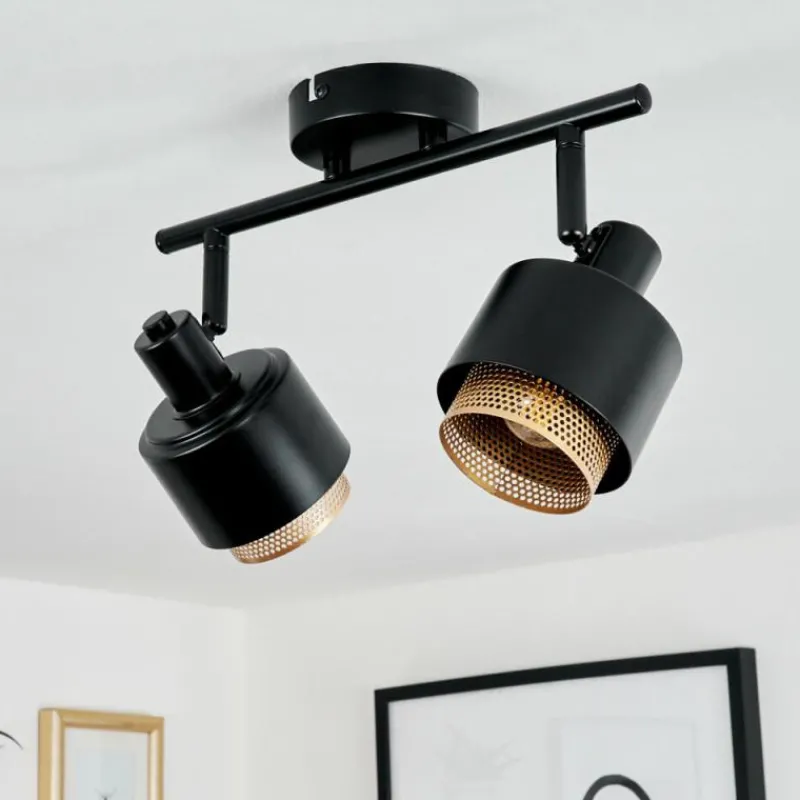 Lampes Dorées-hofstein Plafonnier Pegos Noir, 2 lumières