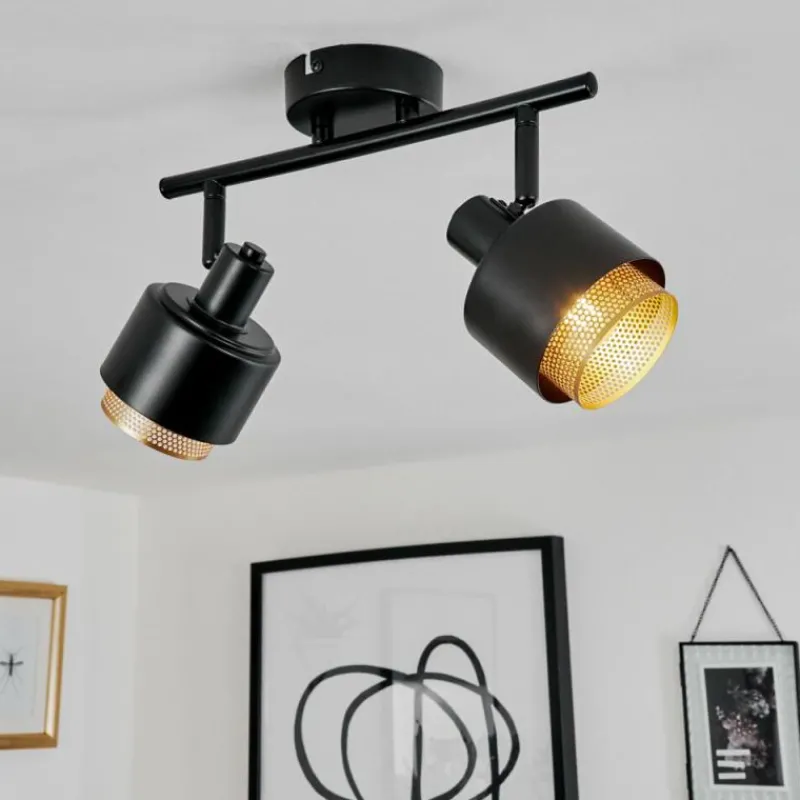 Lampes Dorées-hofstein Plafonnier Pegos Noir, 2 lumières