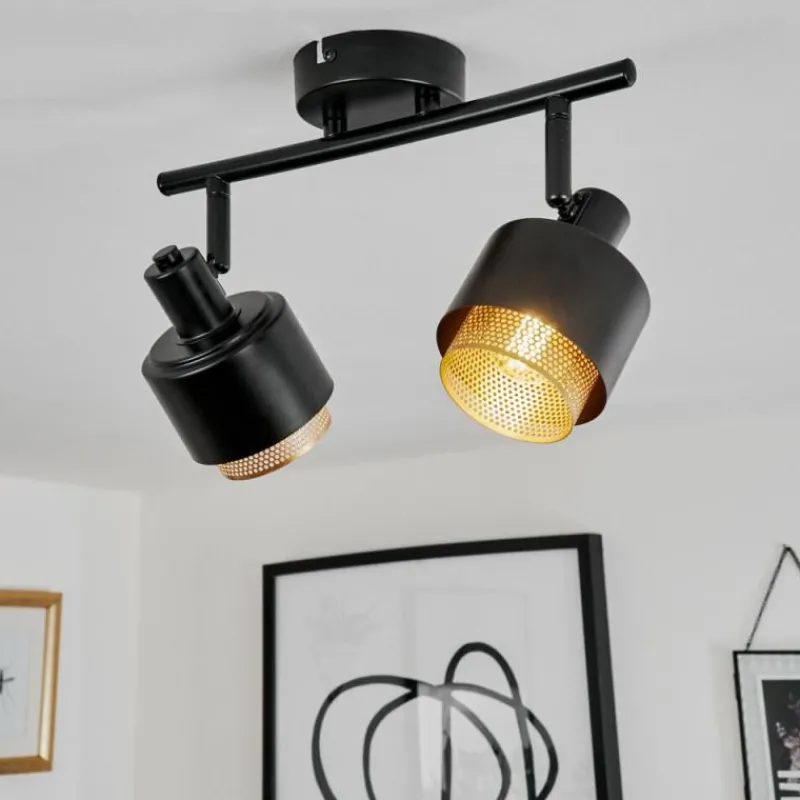 Lampes Dorées-hofstein Plafonnier Pegos Noir, 2 lumières
