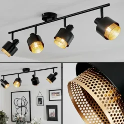 Lampes Dorées-hofstein Plafonnier Pegos Noir, 4 lumières