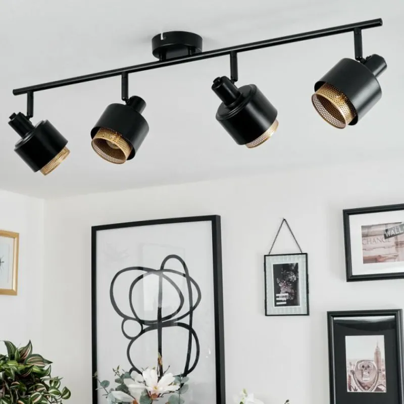 Lampes Dorées-hofstein Plafonnier Pegos Noir, 4 lumières