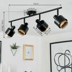 Lampes Dorées-hofstein Plafonnier Pegos Noir, 4 lumières