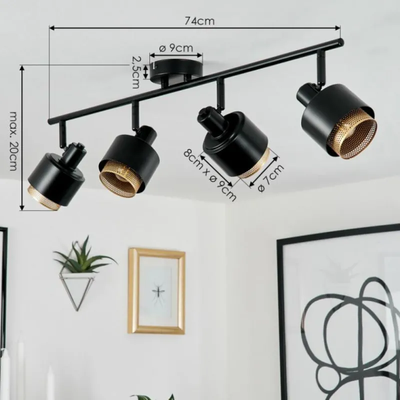 Lampes Dorées-hofstein Plafonnier Pegos Noir, 4 lumières