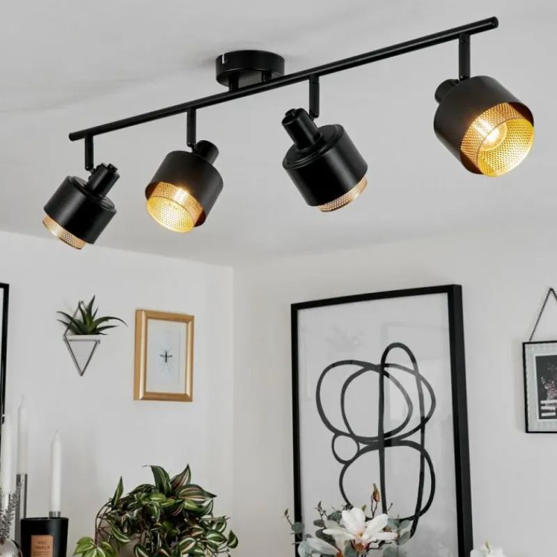 Lampes Dorées-hofstein Plafonnier Pegos Noir, 4 lumières