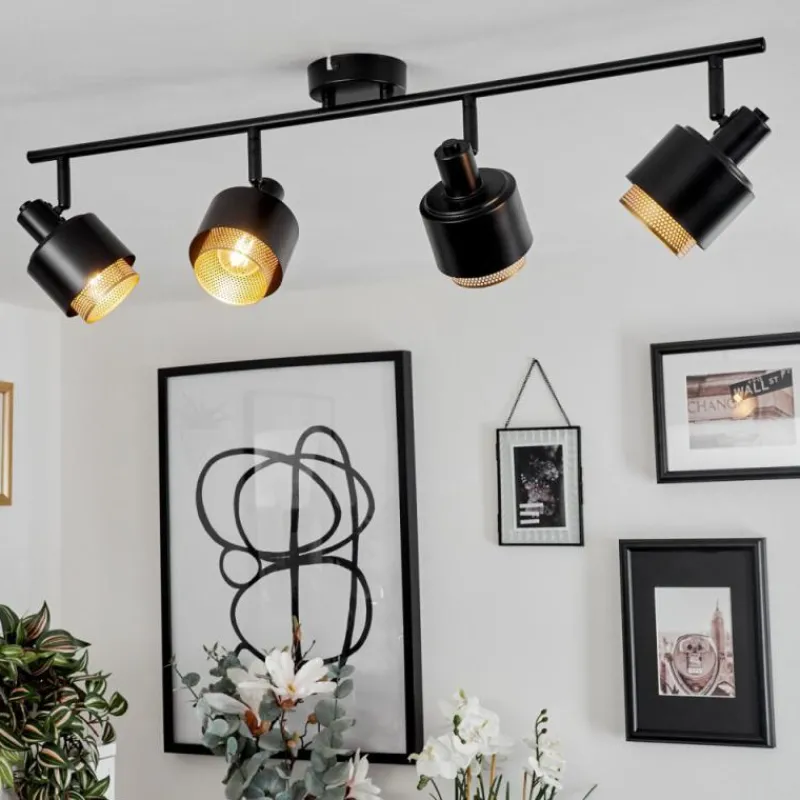 Lampes Dorées-hofstein Plafonnier Pegos Noir, 4 lumières