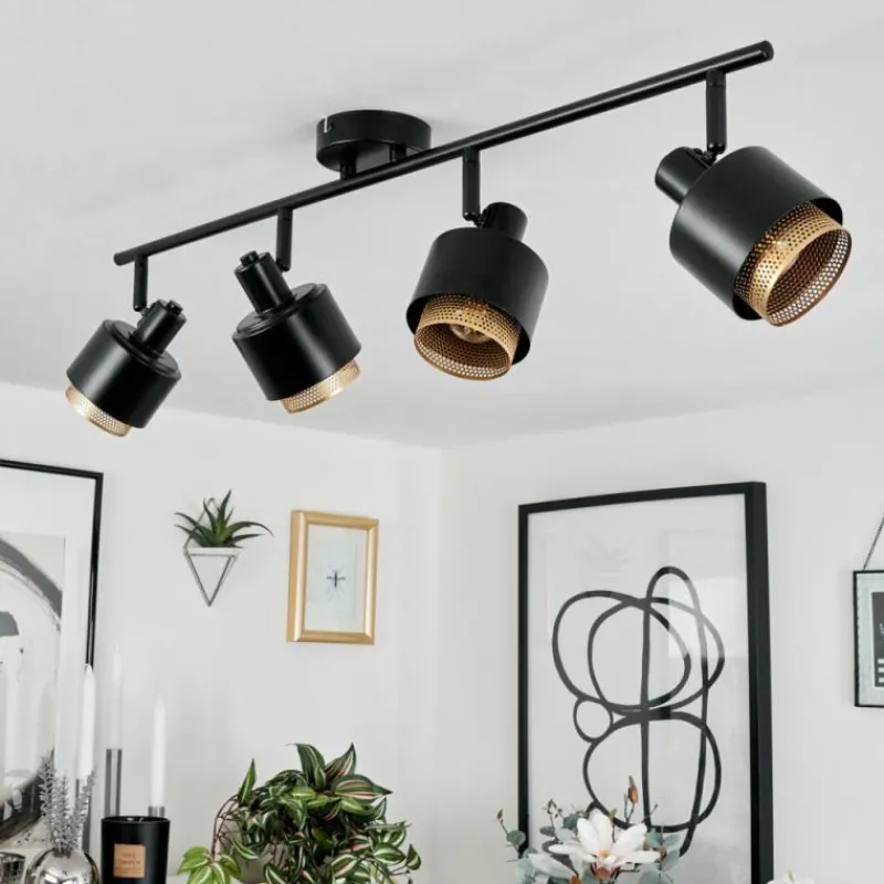 Lampes Dorées-hofstein Plafonnier Pegos Noir, 4 lumières