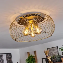 Lampes Industrielles-hofstein Plafonnier Pinsaguel Laiton, Noir, 3 lumières