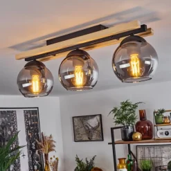 Luminaires Scandinaves-hofstein Plafonnier Podre Bois clair, Noir, 3 lumières