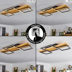 Luminaires Scandinaves-hofstein Plafonnier Pompu LED Bois clair, Noir, 1 lumière