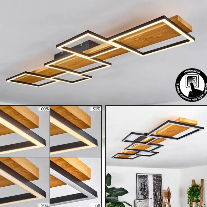 hofstein Plafonnier Pompu LED Écru, Noir, 1 lumière