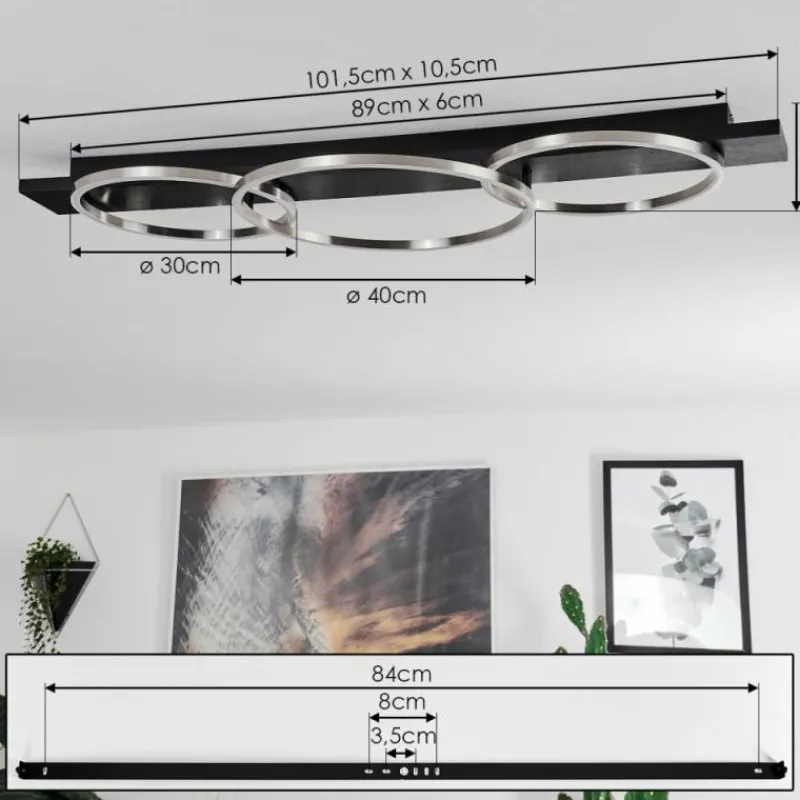 hofstein Plafonnier Pompu LED Noir, 3 lumières