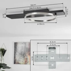 Lampes En Bois-hofstein Plafonnier Pompu LED Noir, 1 lumière