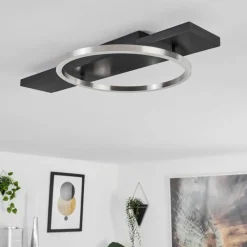 Lampes En Bois-hofstein Plafonnier Pompu LED Noir, 1 lumière