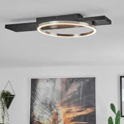 Lampes En Bois-hofstein Plafonnier Pompu LED Noir, 1 lumière