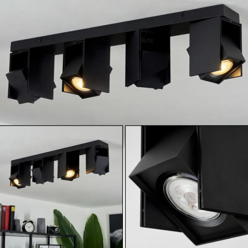 hofstein Plafonnier Prassinet Noir, 4 lumières