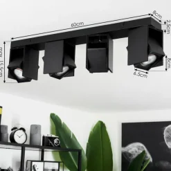 hofstein Plafonnier Prassinet Noir, 4 lumières