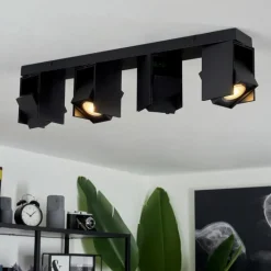 hofstein Plafonnier Prassinet Noir, 4 lumières
