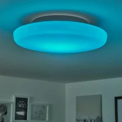 hofstein Plafonnier Ral LED Argenté, Blanc, 1 lumière, Télécommandes, Changeur de couleurs