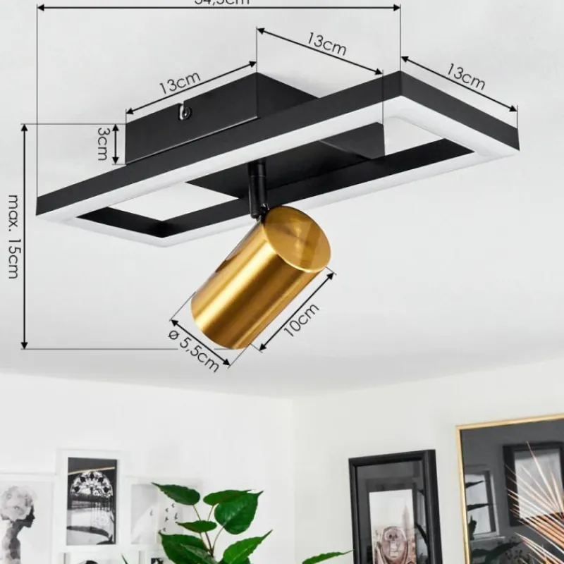 hofstein Plafonnier Reboleiro LED Noir, 2 lumières