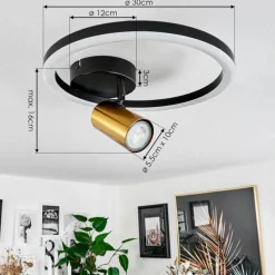 hofstein Plafonnier Reboleiro LED Noir, 2 lumières