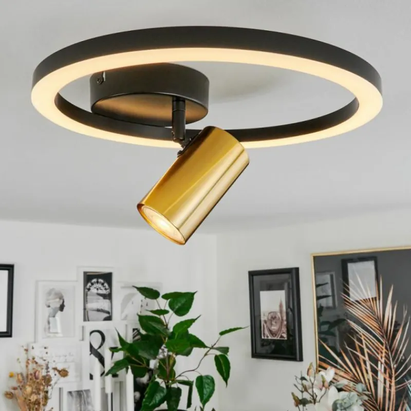 hofstein Plafonnier Reboleiro LED Noir, 2 lumières