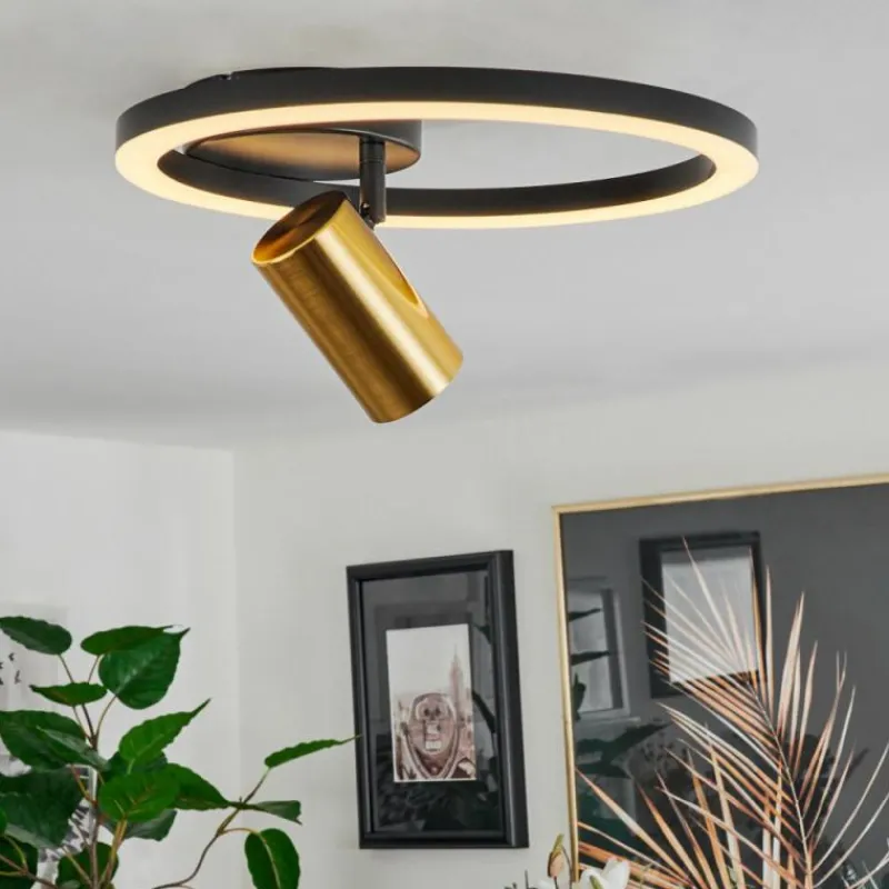 hofstein Plafonnier Reboleiro LED Noir, 2 lumières