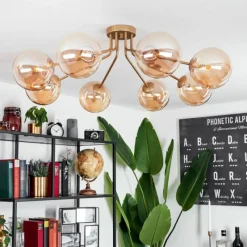 hofstein Plafonnier Remaisnil Laiton, 8 lumières