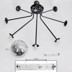 Suspension Verre Fumé-hofstein Plafonnier Remaisnil Noir, 8 lumières