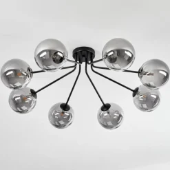 Suspension Verre Fumé-hofstein Plafonnier Remaisnil Noir, 8 lumières