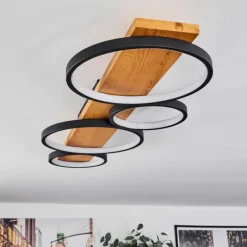 Luminaires Scandinaves-hofstein Plafonnier Rodekro LED Bois clair, Noir, 1 lumière