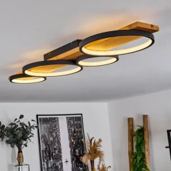 Luminaires Scandinaves-hofstein Plafonnier Rodekro LED Bois clair, Noir, 1 lumière