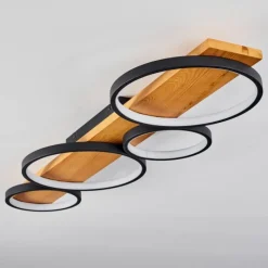 Luminaires Scandinaves-hofstein Plafonnier Rodekro LED Bois clair, Noir, 1 lumière