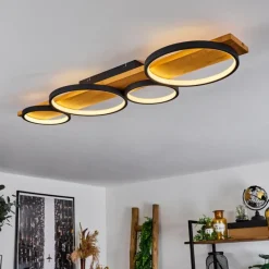 Luminaires Scandinaves-hofstein Plafonnier Rodekro LED Bois clair, Noir, 1 lumière