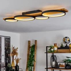 Luminaires Scandinaves-hofstein Plafonnier Rodekro LED Bois clair, Noir, 1 lumière