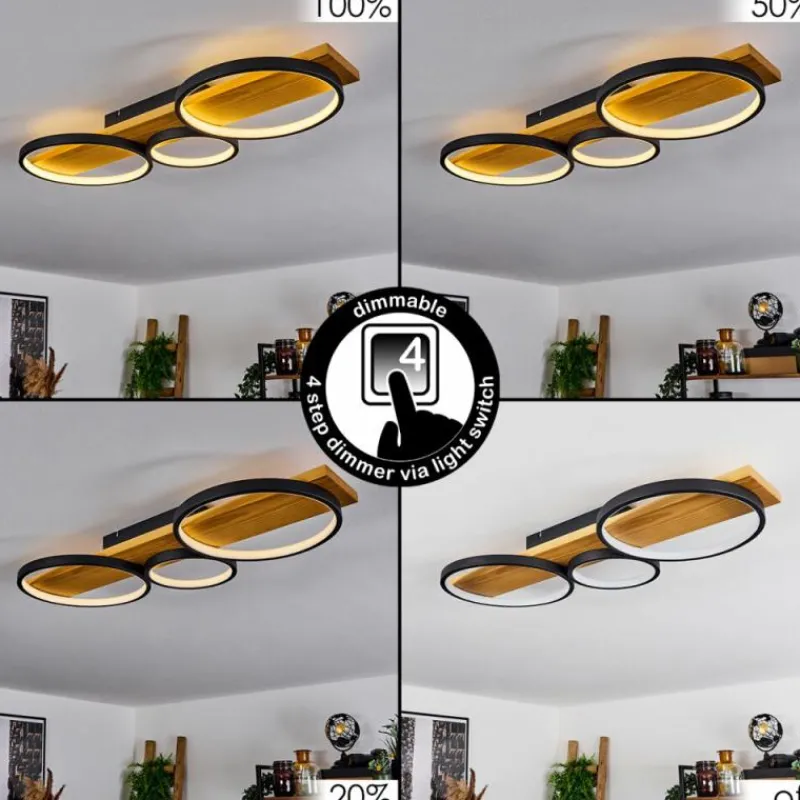 hofstein Plafonnier Rodekro LED Écru, Noir, 1 lumière