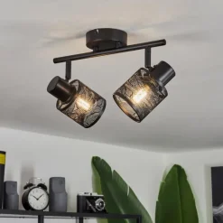 Lampes Industrielles-hofstein Plafonnier Roto Noir, 2 lumières