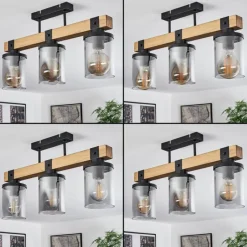 Luminaires Scandinaves-hofstein Plafonnier Roxa Bois clair, Noir, 3 lumières