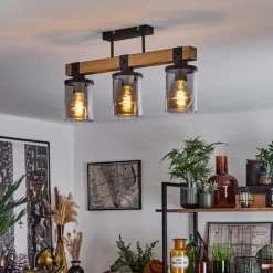 Luminaires Scandinaves-hofstein Plafonnier Roxa Bois clair, Noir, 3 lumières