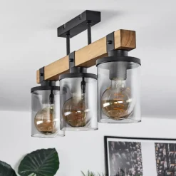 Luminaires Scandinaves-hofstein Plafonnier Roxa Bois clair, Noir, 3 lumières