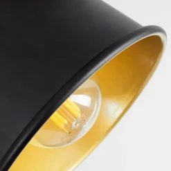 Lampes Dorées-hofstein Plafonnier Safari Chrome, Bois foncé, Noir, 2 lumières