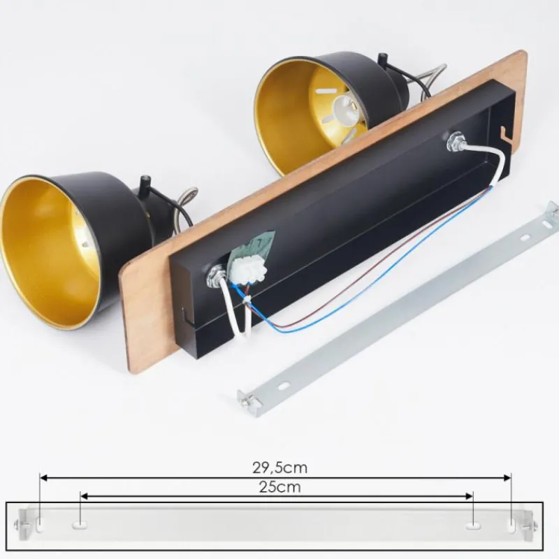 Lampes Dorées-hofstein Plafonnier Safari Chrome, Bois foncé, Noir, 2 lumières